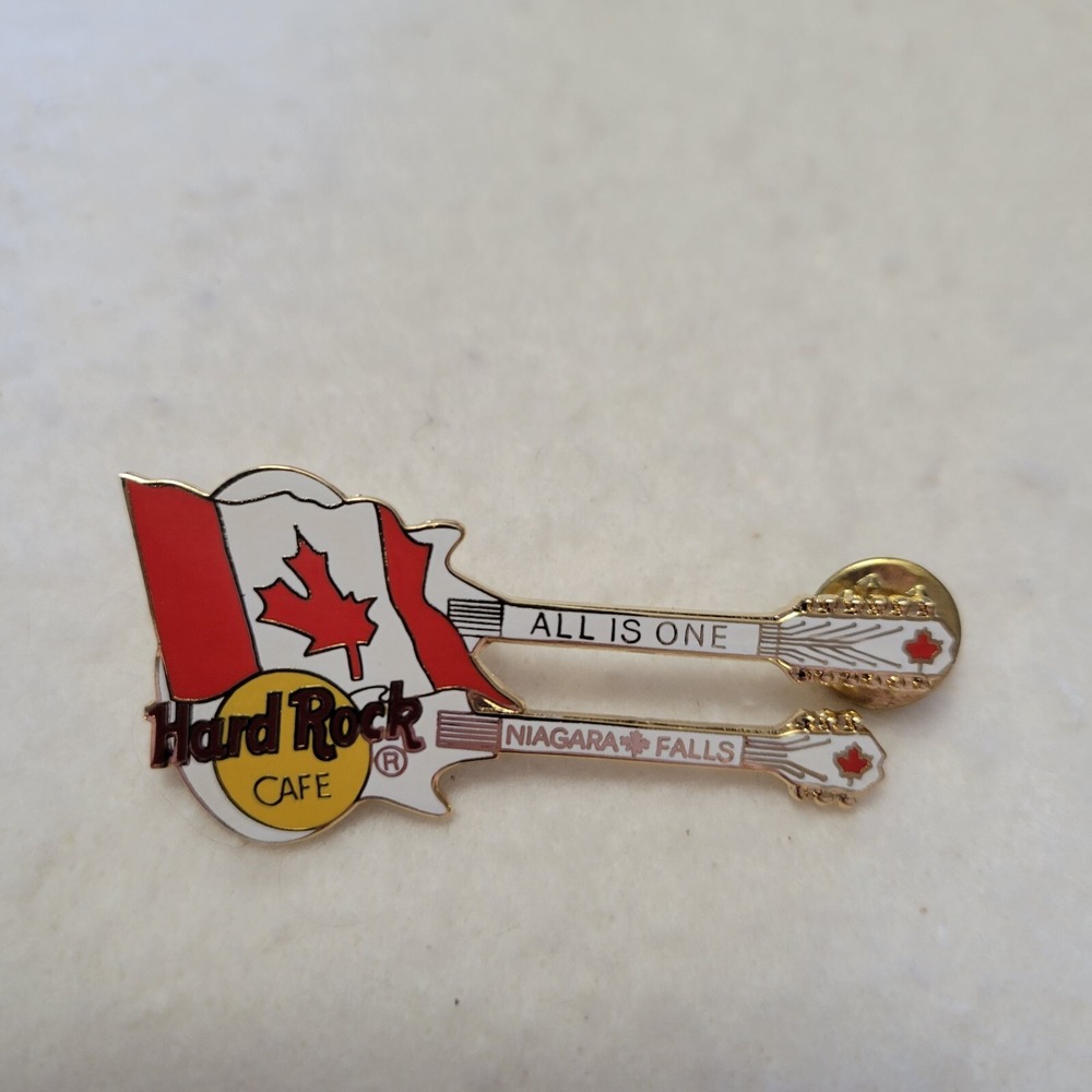 Hard Rock Cafe Toronto Canada Flag Double Necked Guitar "All Is One" RARE‎ Pin